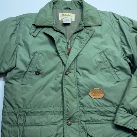 Cabela's Goose Down Field Jacket Mens Medium Fleece Lined Removable Hood READ - Picture 2 of 16